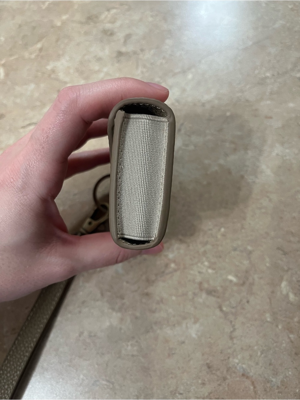 Women's Taupe Leather Key & Card Holder Wristlet - Picture 8 of 16
